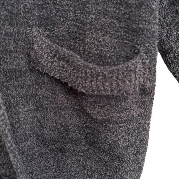 Barefoot Dreams CozyChic Cardigan Size L Open Front Soft Knit Heather Black - Picture 6 of 9